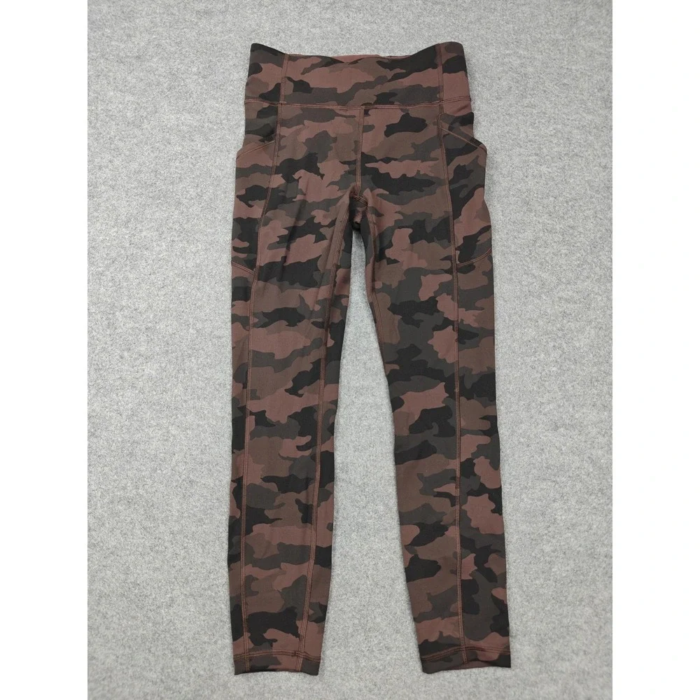 Lululemon Leggings Womens 6 Brown Camo High Rise Ankle Yoga Athletic Gym Pants